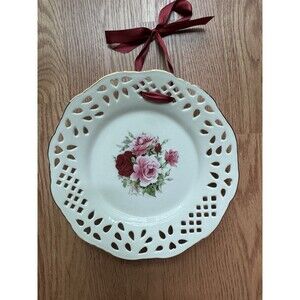 Formalities Baum Bros‎ Plate Victorian Roses Lattice Decor Shabby Chic Porcelain